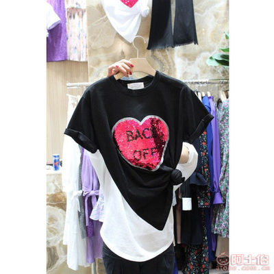【廠家直銷2018夏季愛心字母亮片短袖T恤女韓版寬松白色純棉百搭上衣1495】深圳市南山區(qū)伊人醉服飾批發(fā)商行 - 產(chǎn)品庫